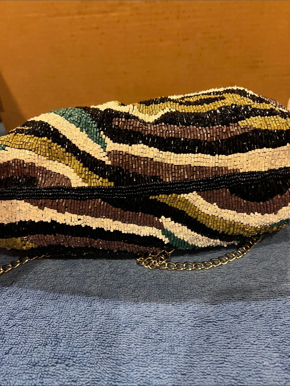 From India to You Beaded Zebra-Print Evening Clutch